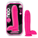 Blush - Neo Elite - 10 Inch Silicone Dual Density Cock with Balls - Neon Pink