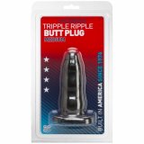 Triple Ripple Butt Plug, Black Medium