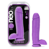 Blush - Neo Elite - 10 Inch Silicone Dual Density Cock with Balls - Neon Purple