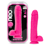 Blush - Neo Elite - 11 Inch Silicone Dual Density Cock with Balls - Neon Pink