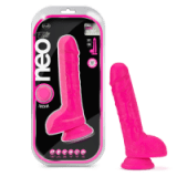 Blush - Neo Elite - 9 Inch Silicone Dual Density Cock with Balls - Neon Pink