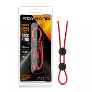 Stay Hard - Silicone Double Loop Cock Ring - Red