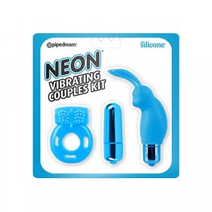 Neon Vibrating Couples Kit - Blue