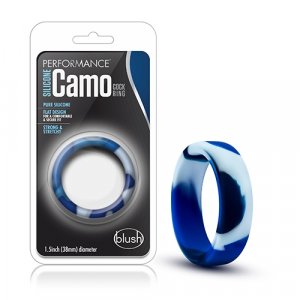 Blush - SILICONE CAMO COCK RING Blue Camouflage