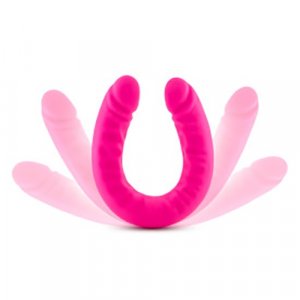 Blush - RUSE SILICONE DOUBLE HEADED SLIM DILDO - 18 INCH - Hot Pink
