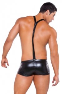 Zeus Wet Look Suspender Shorts O/S