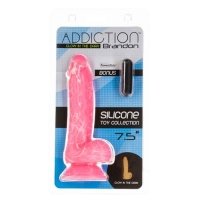 Addiction Brandon 7.5" Glow-in-the-Dark Dildo With Balls Pink