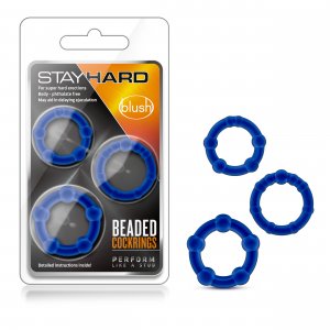 Stay Hard - Beaded Cock Rings - Blue