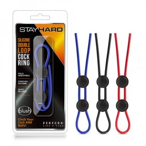 Stay Hard - Silicone Double Loop Cock Ring - Blue